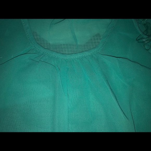 Teal Audrey Ann Sheer Chiffon Top NWT - Picture 6 of 6